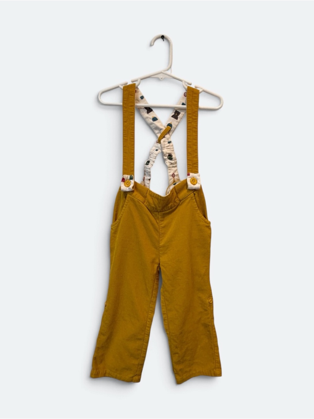 Little Green Radicals Mustard Corduroy Lined Dungarees, Size 2-3Y, MSRP $75